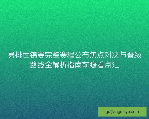 男排世锦赛完整赛程公布焦点对决与晋级路线全解析指南前瞻看点汇