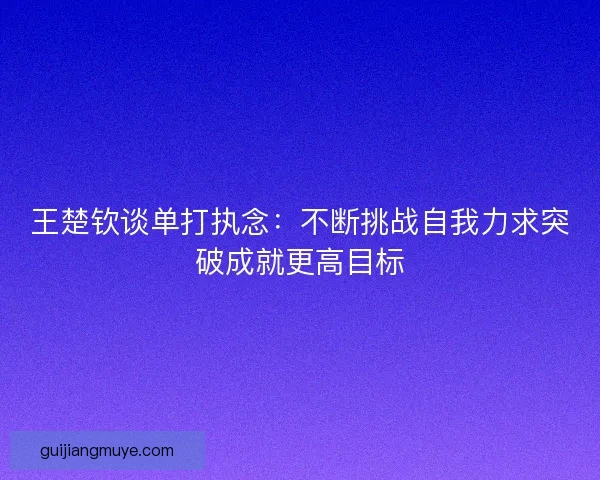 王楚钦谈单打执念：不断挑战自我力求突破成就更高目标