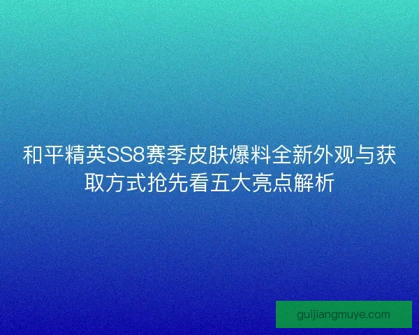 和平精英SS8赛季皮肤爆料全新外观与获取方式抢先看五大亮点解析