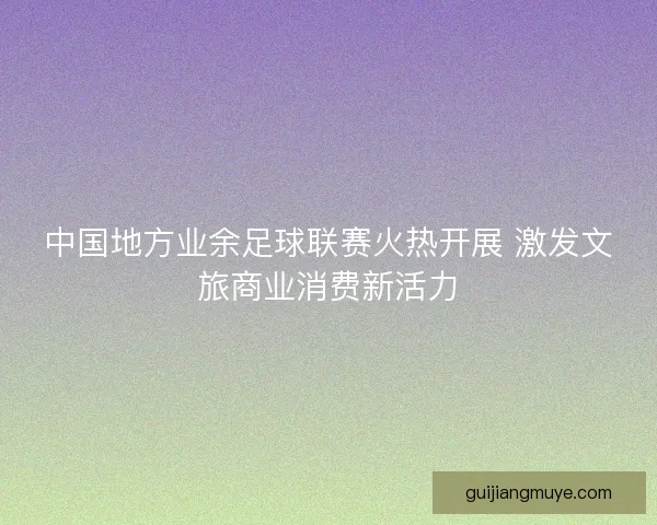 中国地方业余足球联赛火热开展 激发文旅商业消费新活力