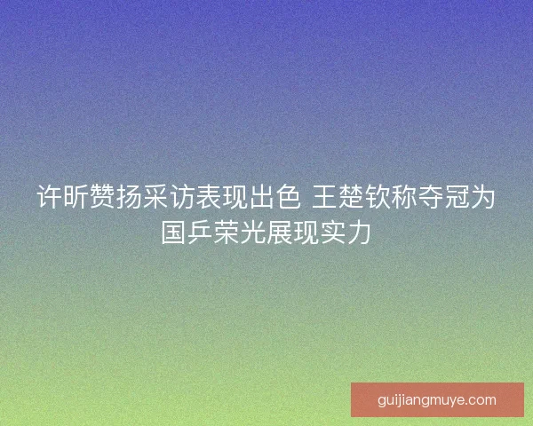 许昕赞扬采访表现出色 王楚钦称夺冠为国乒荣光展现实力
