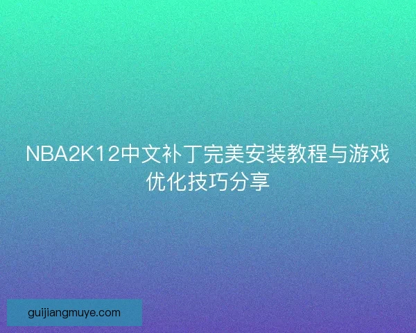 NBA2K12中文补丁完美安装教程与游戏优化技巧分享